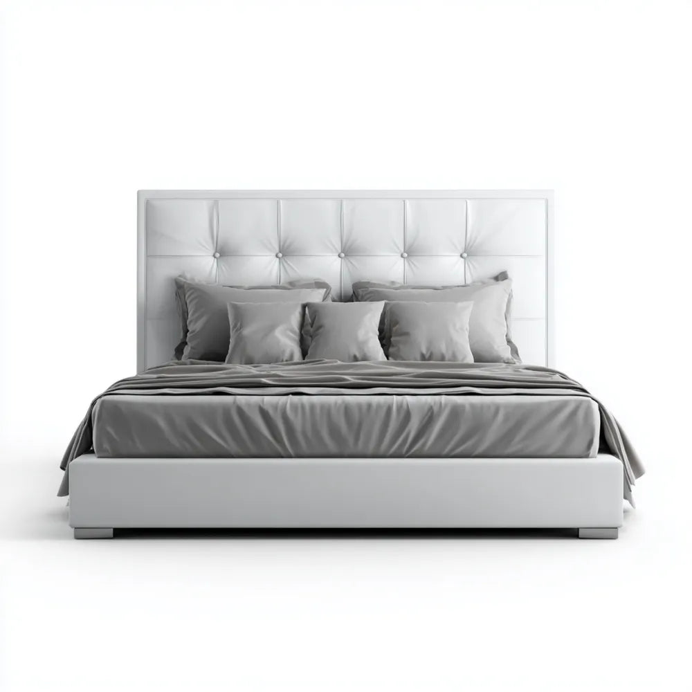 Double Bed Upholstered 200x160x100 cm - Grey - Modern Design