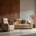 Sofa Set Faux Leather 200x90x100 cm – Beige – Contemporary Design